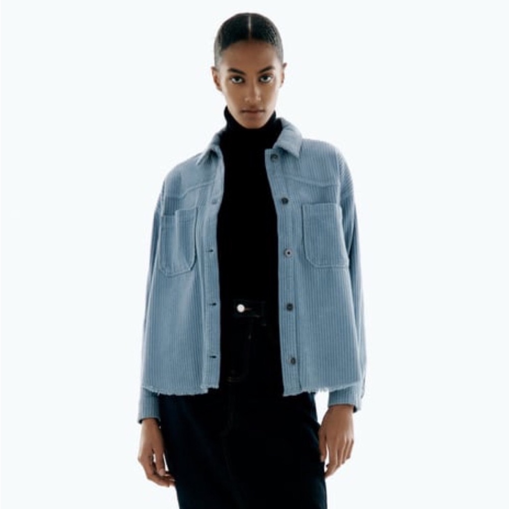 Zara corduroy blue flannel over shirt new with tags size small